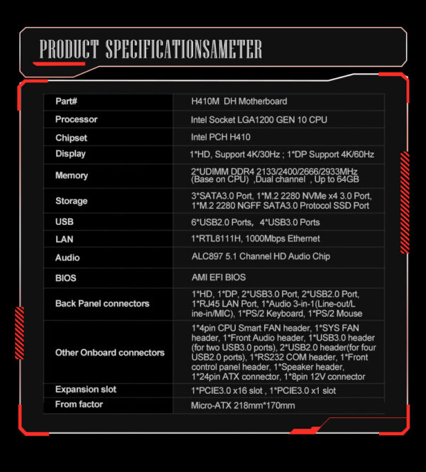 JINGSHA H410M DH motherboard